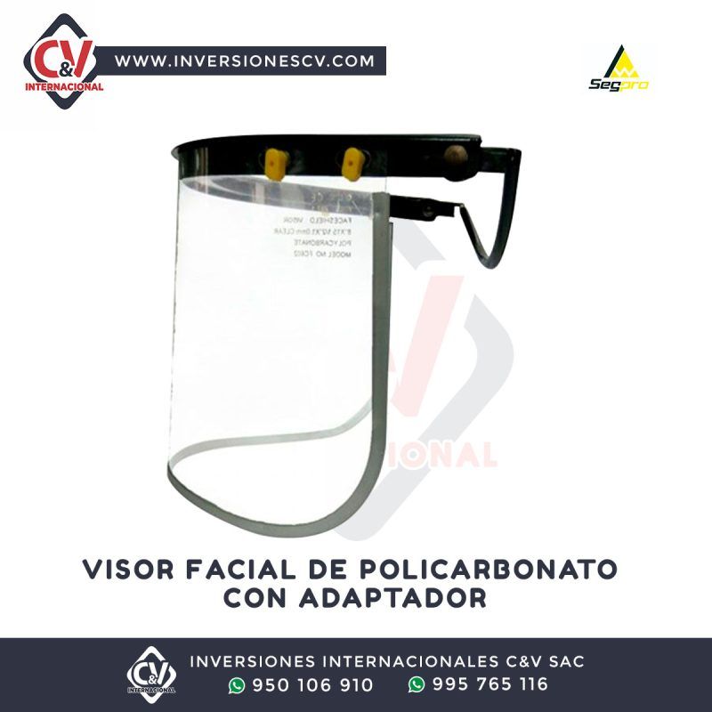 VISOR FACIAL SEGPRO DE POLICARBONATO CON ADAPTADOR
