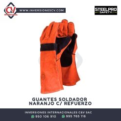 Guantes De Soldador Naranja Con Protector