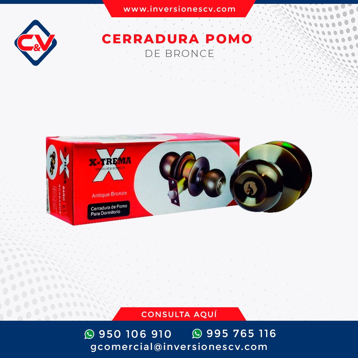 CERRADURA POMO DE BRONCE