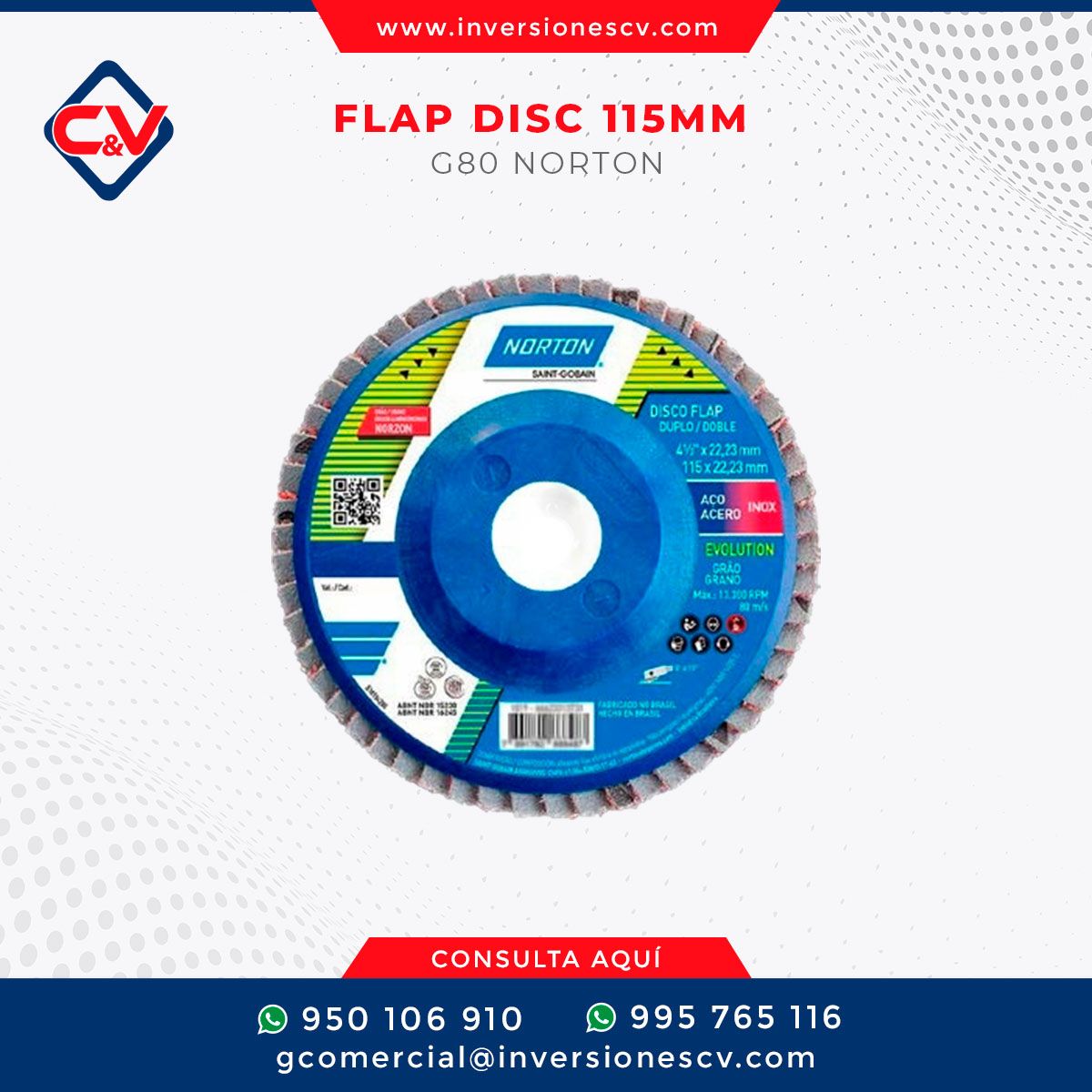 FLAP DISC 115mm G80 NORTON