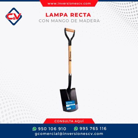 LAMPA RECTA CON MANGO DE MADERA