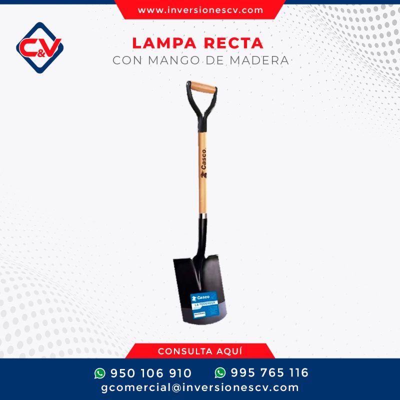 LAMPA RECTA CON MANGO DE MADERA