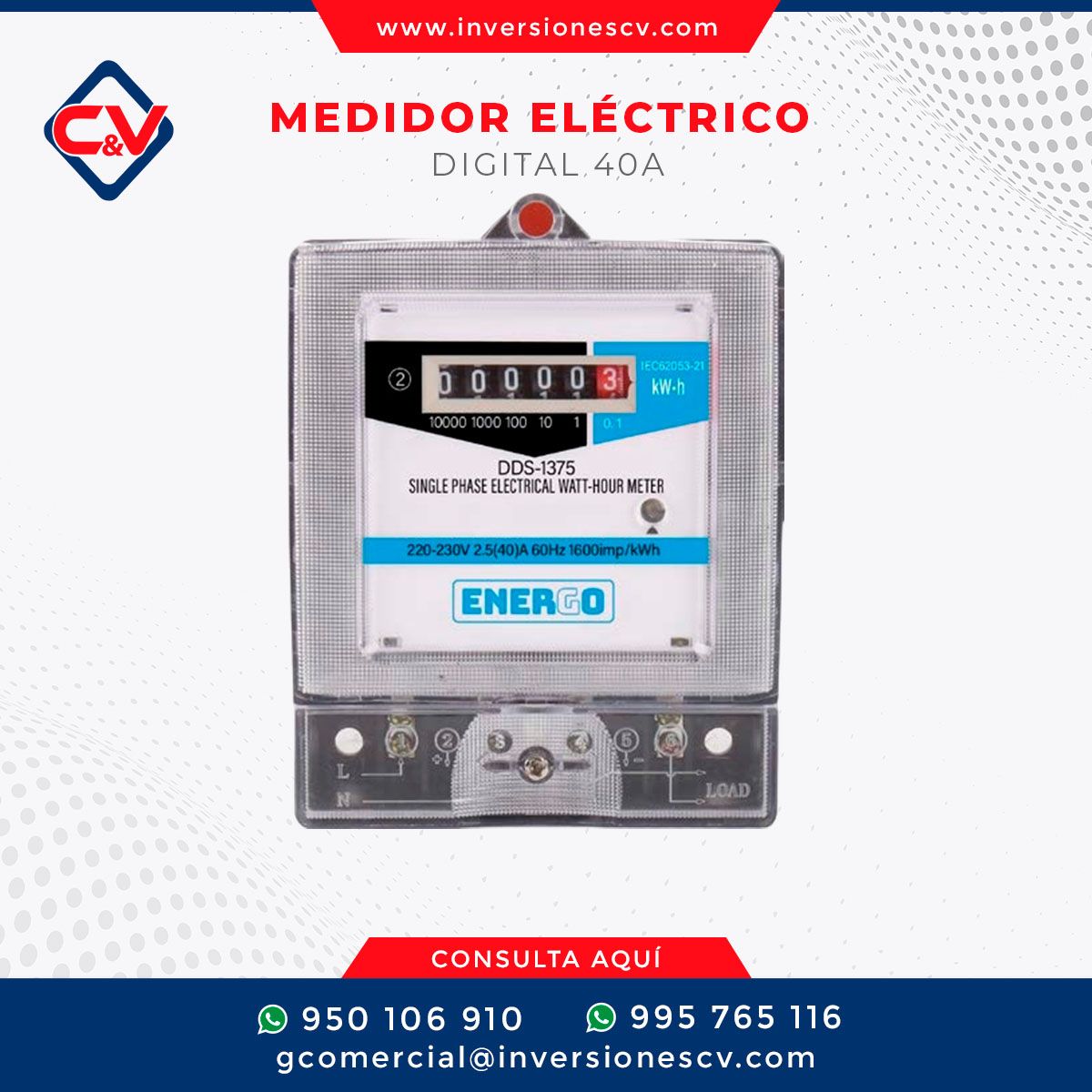 MEDIDOR ELÉCTRICO DIGITAL 40A