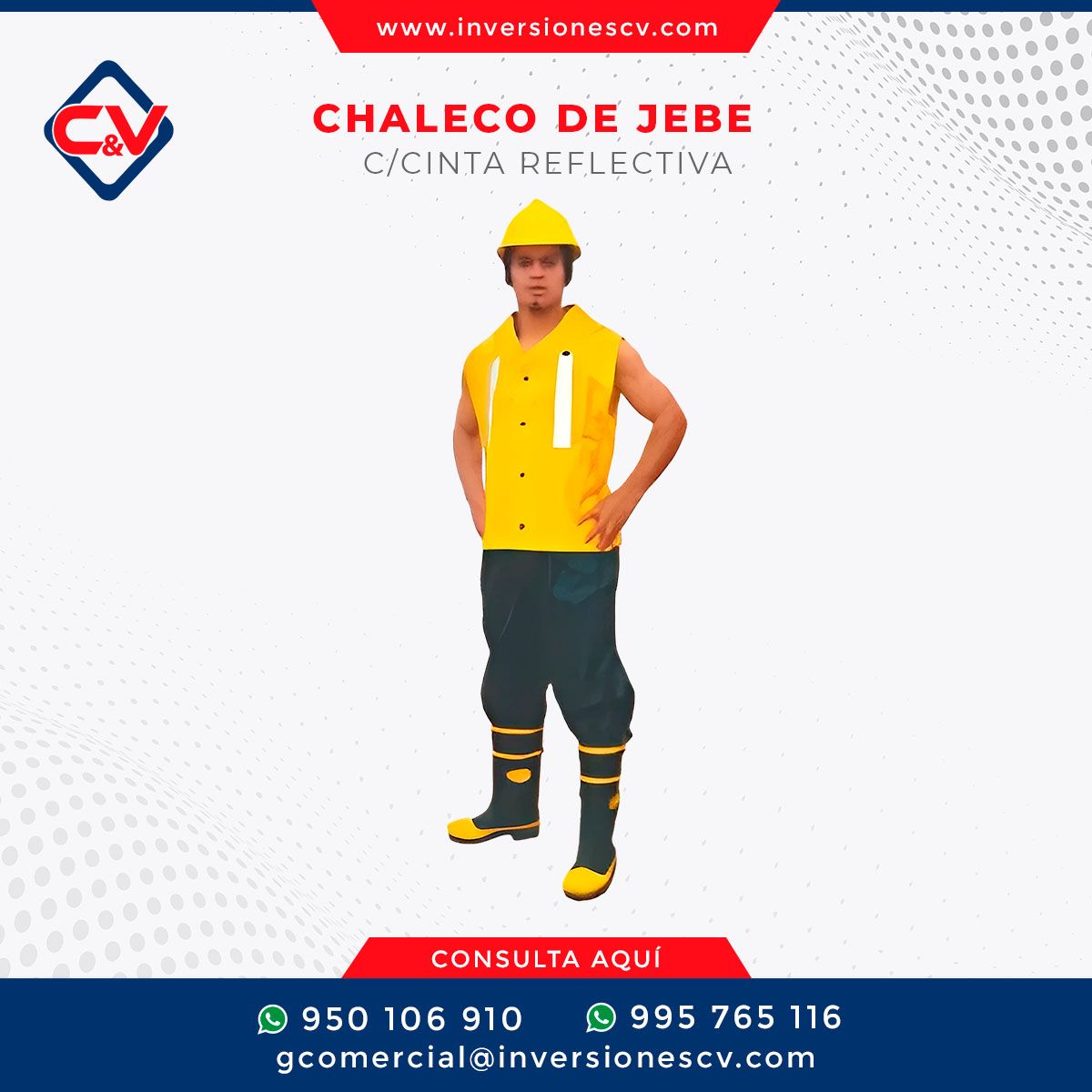 CHALECO DE JEBE C/CINTA REFLECTIVA